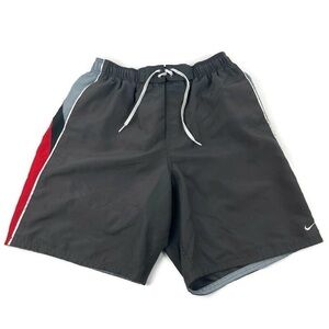 Nike Mens Swim Trunks, Black Gray Red Large